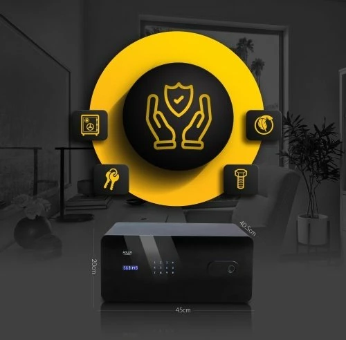 Kasafortë sirtar Adler AD 1044, 17 L, touch panel, kod + fingerprint + çelës emergjent, e zezë, set me 2 çelësa