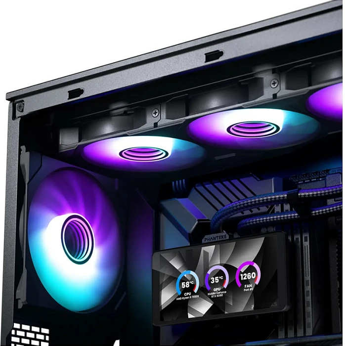 Ftohës me ujë AiO Phanteks Glacier One 360M25 LCD, 360mm, 3x120mm RGB, i zi