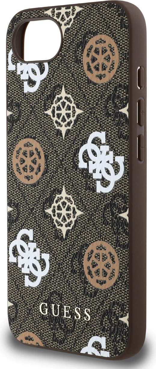 Mbështjellës Guess PU 4G Peony me MagSafe për iPhone 16e, Kafe