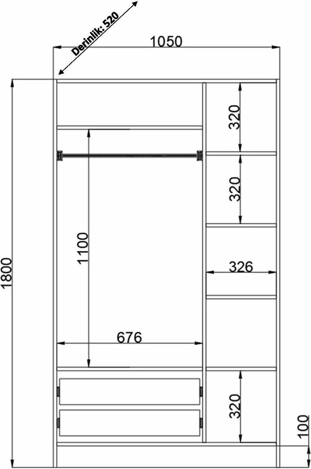 Dollap garderobe, ngjyrë e bardhë mat, Skye Decor, RB-002, 105x180x52 cm
