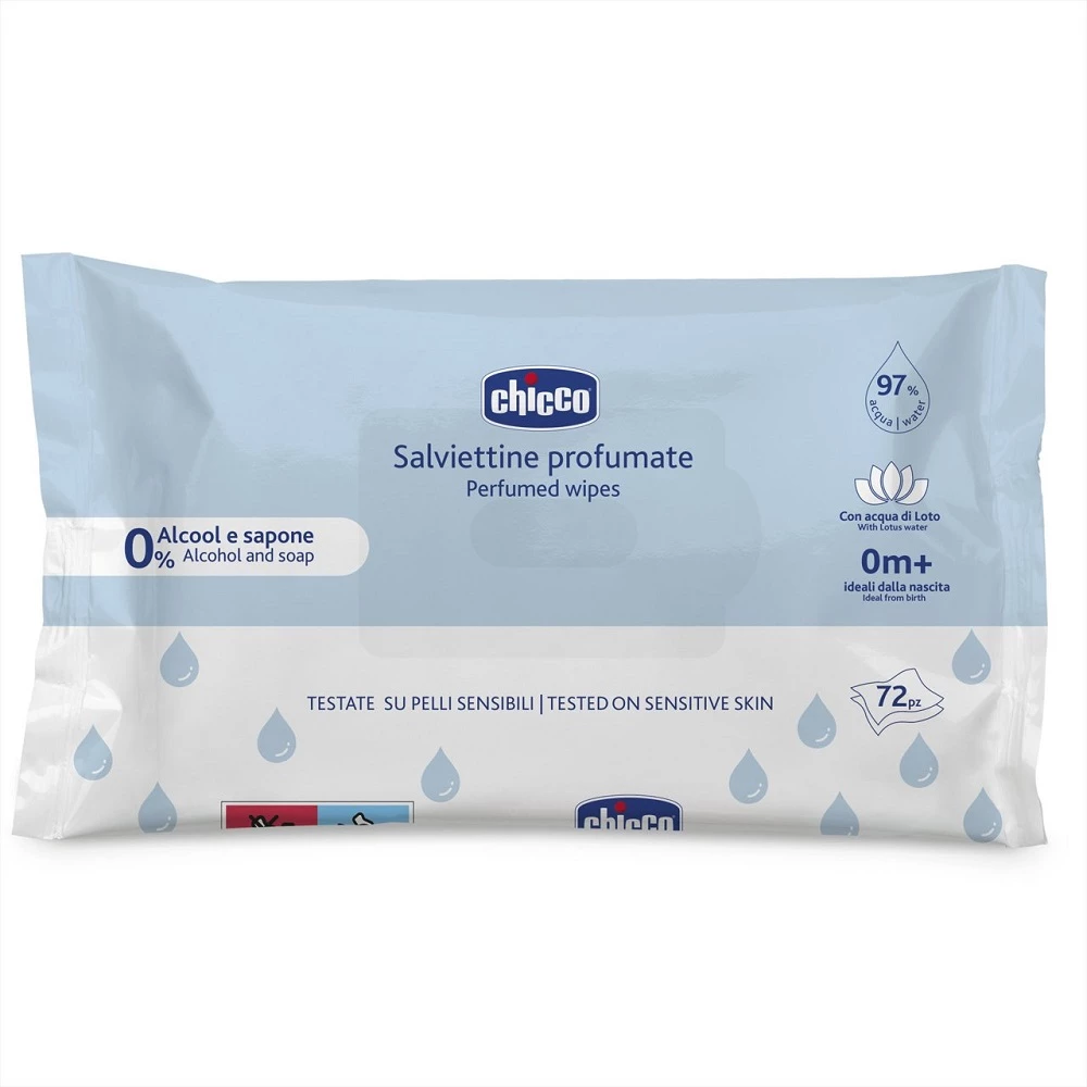 Peceta të lagura Chicco Care Wipes 0m+, 72 copë