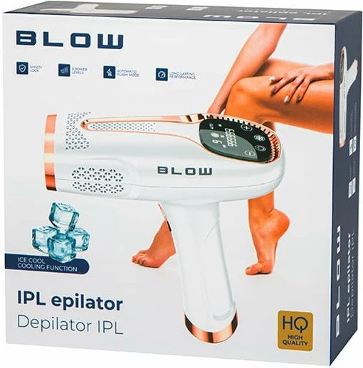 Depilator IPL Beurer BLOW, 1,000,000 blicime, Ice Cool -6°C, 9 nivele fuqie, kabllor, set me syze mbrojtëse dhe brisk, bardhë