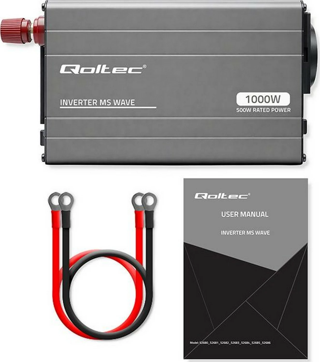 Inverter makinës Qoltec MS Wave 12V në 230V, 500/1000W, USB, hiri