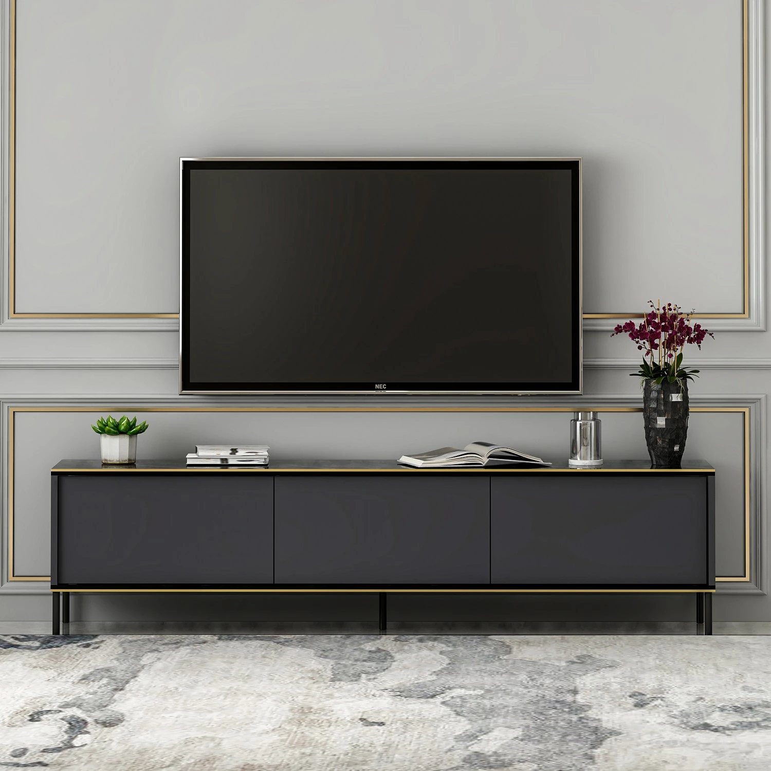 Komodë TV Skye Decor, ngjyrë antracit