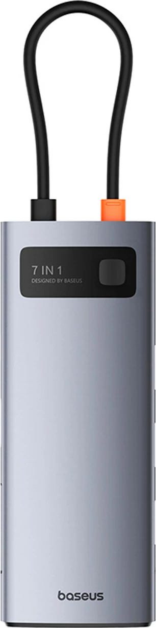 Kasë Baseus Metal Gleam 7in1, HDMI 4K 60Hz, USB-C, 3x USB 3.0, SD/microSD, Gri