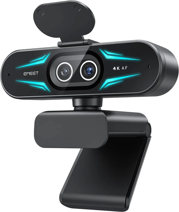 Webkamerë EMEET SmartCam C60E 4K Dual, 4K@30fps/1080p@60fps, dy lente, 11x zoom, USB-C, e zezë, set me telekomandë