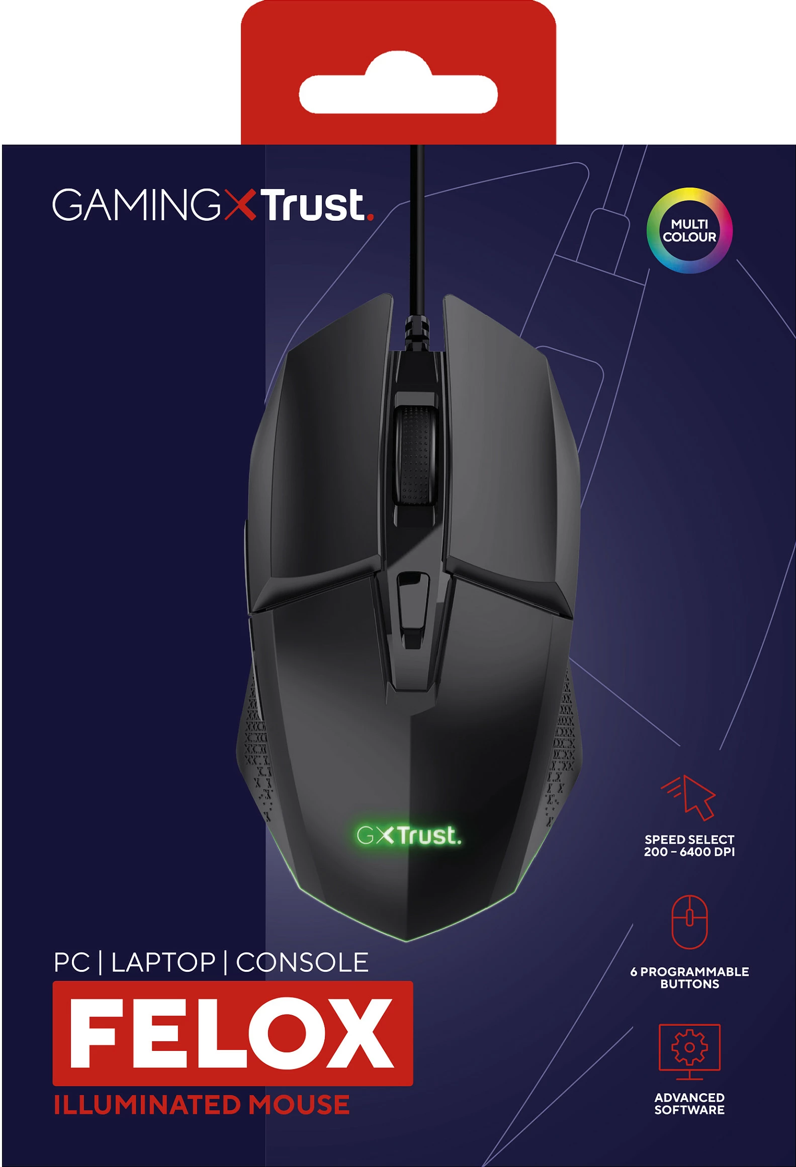 Maus gaming Trust GXT 109 Felox, 6400 DPI, USB-A, i zi