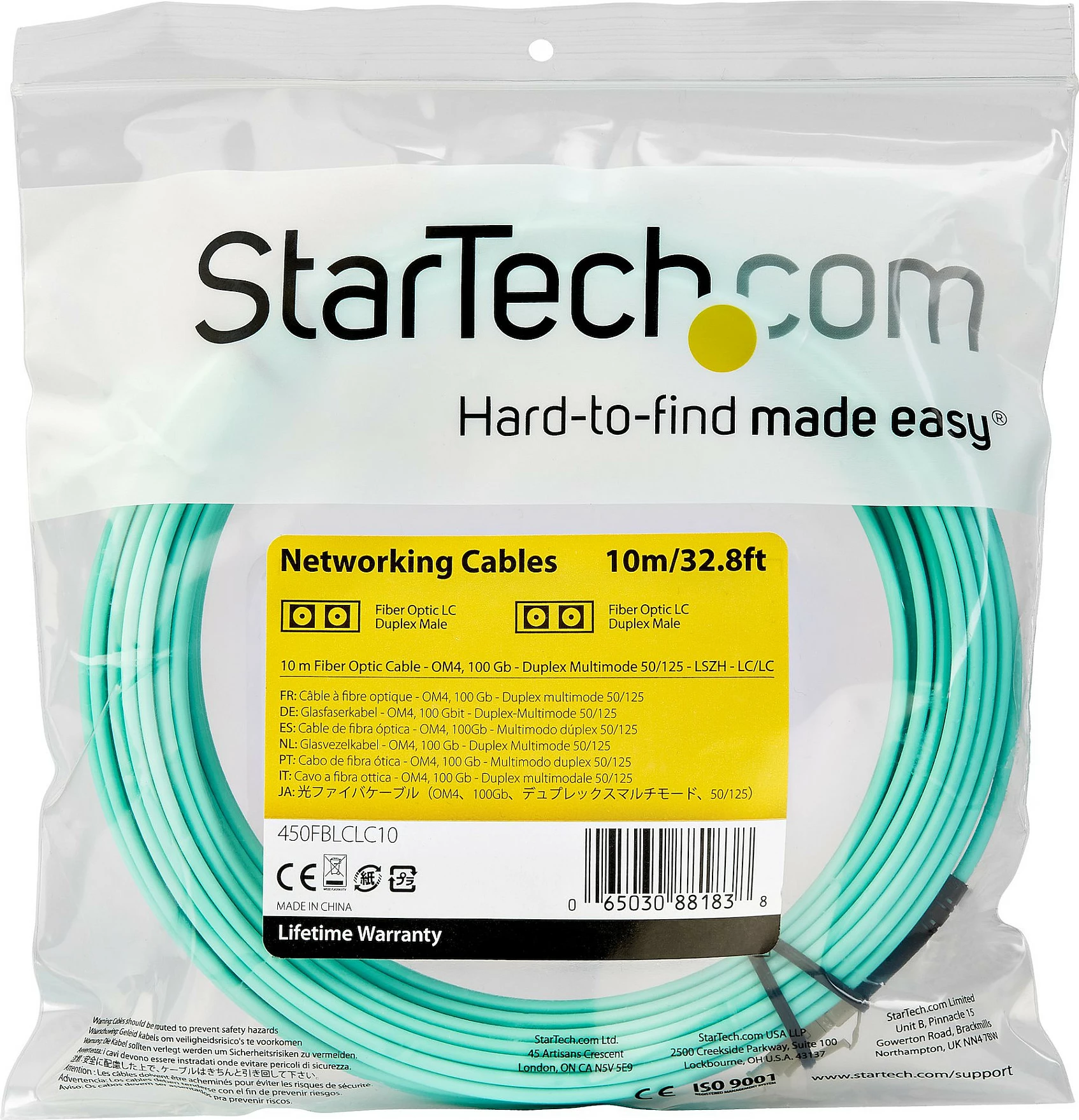 Kabllo fiber optike StarTech OM4 LC-LC, 10m, 50/125µm, 100Gbps, aqua