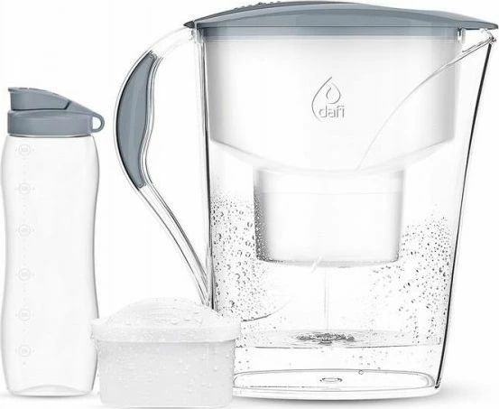 Bokal filtrues uji Dafi Luna 3.3 L + fishek Unimax 1 copë + shishe, ngjyrë çelik