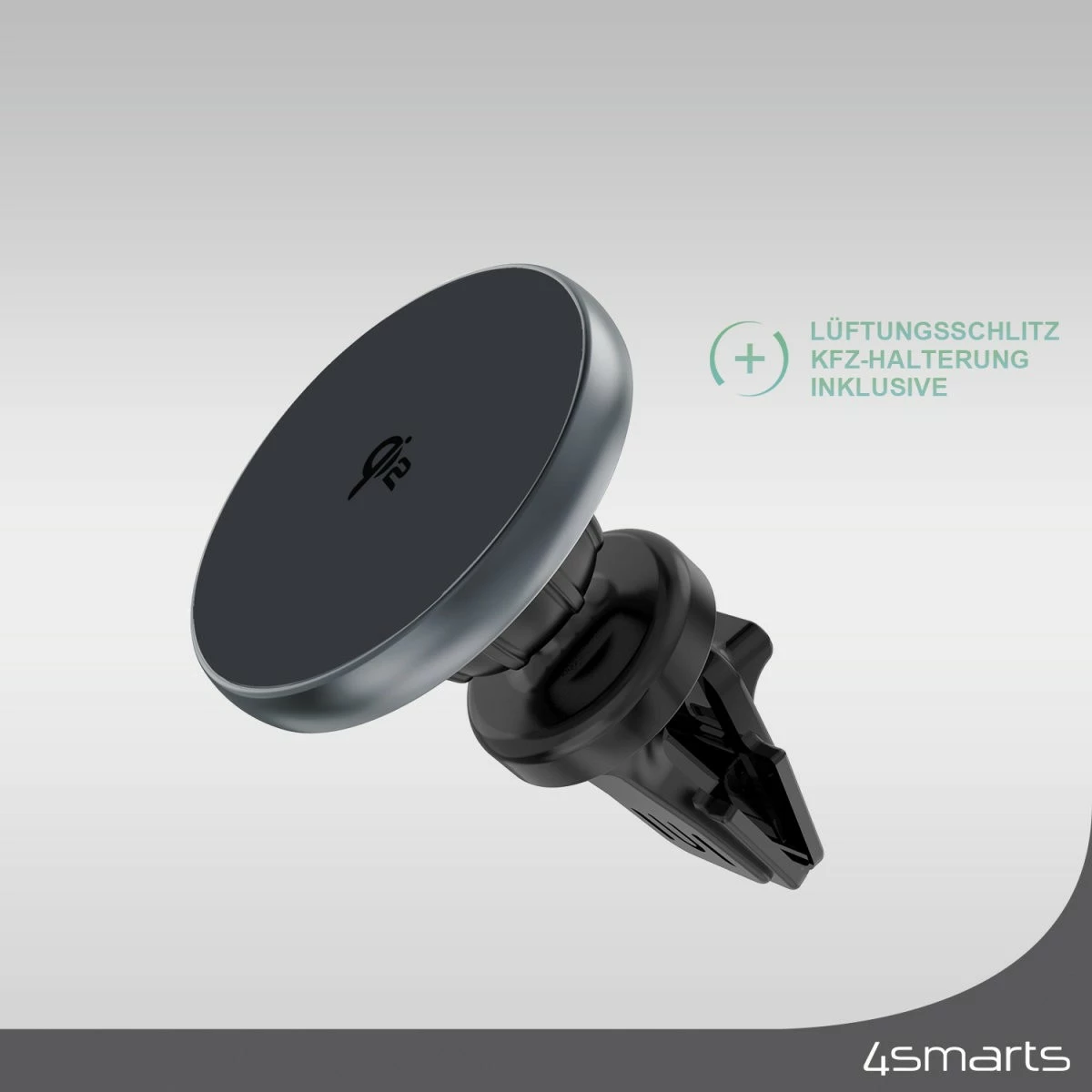 Mbushës wireless 4smarts Qi2, Auto, 12 V, 1.2 m, Gri