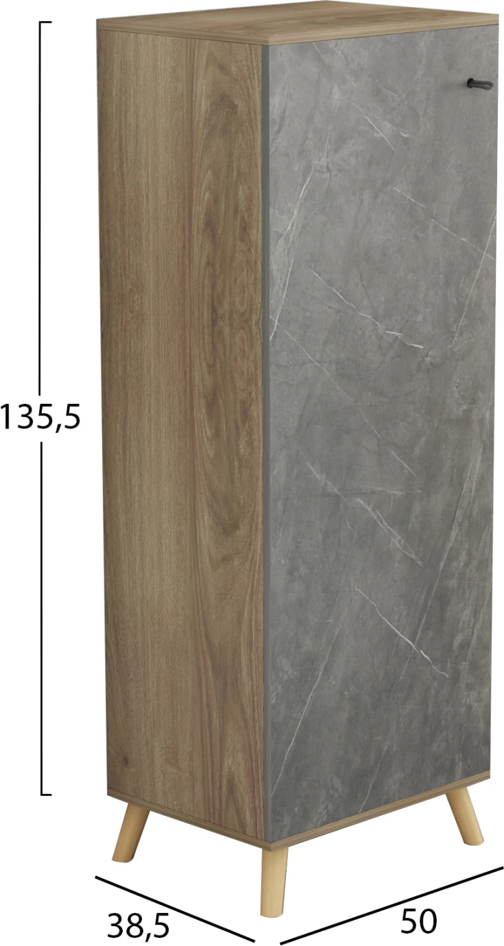 Dollap këpucësh ALVARO FH8954.14 melaminë, teksturë guri, 50x38x135 cm