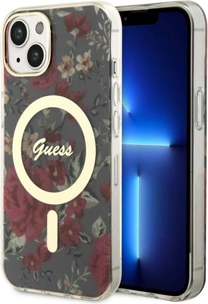 Mbështjellës Guess Flower MagSafe për iPhone 14, Gjelbër