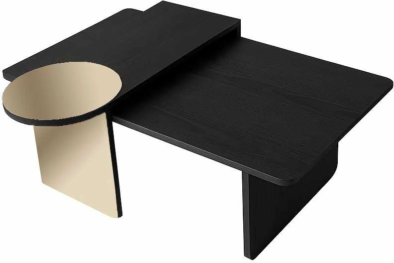 Set tavolinash të mbivendosura Skye Decor, Luna, ngjyrë e zezë-bronz, 2 copë