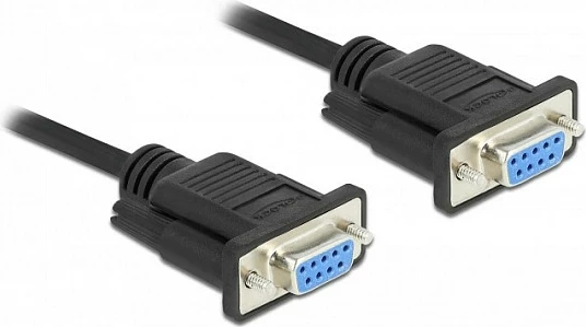Kabllo seriale DeLOCK RS-232 DB9 femër-femër, null modem, 2 m, e zezë