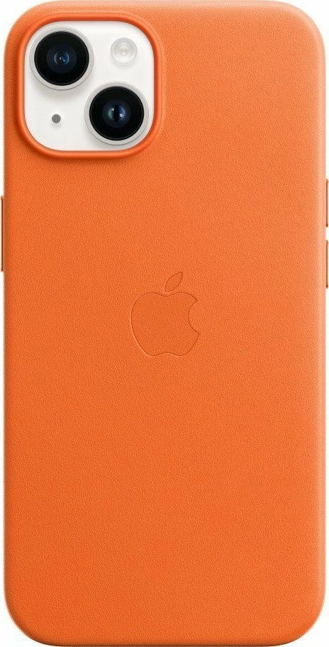 Mbështjellës Apple Leather MagSafe për iPhone 14 6.1", lëkurë natyrale, portokalli