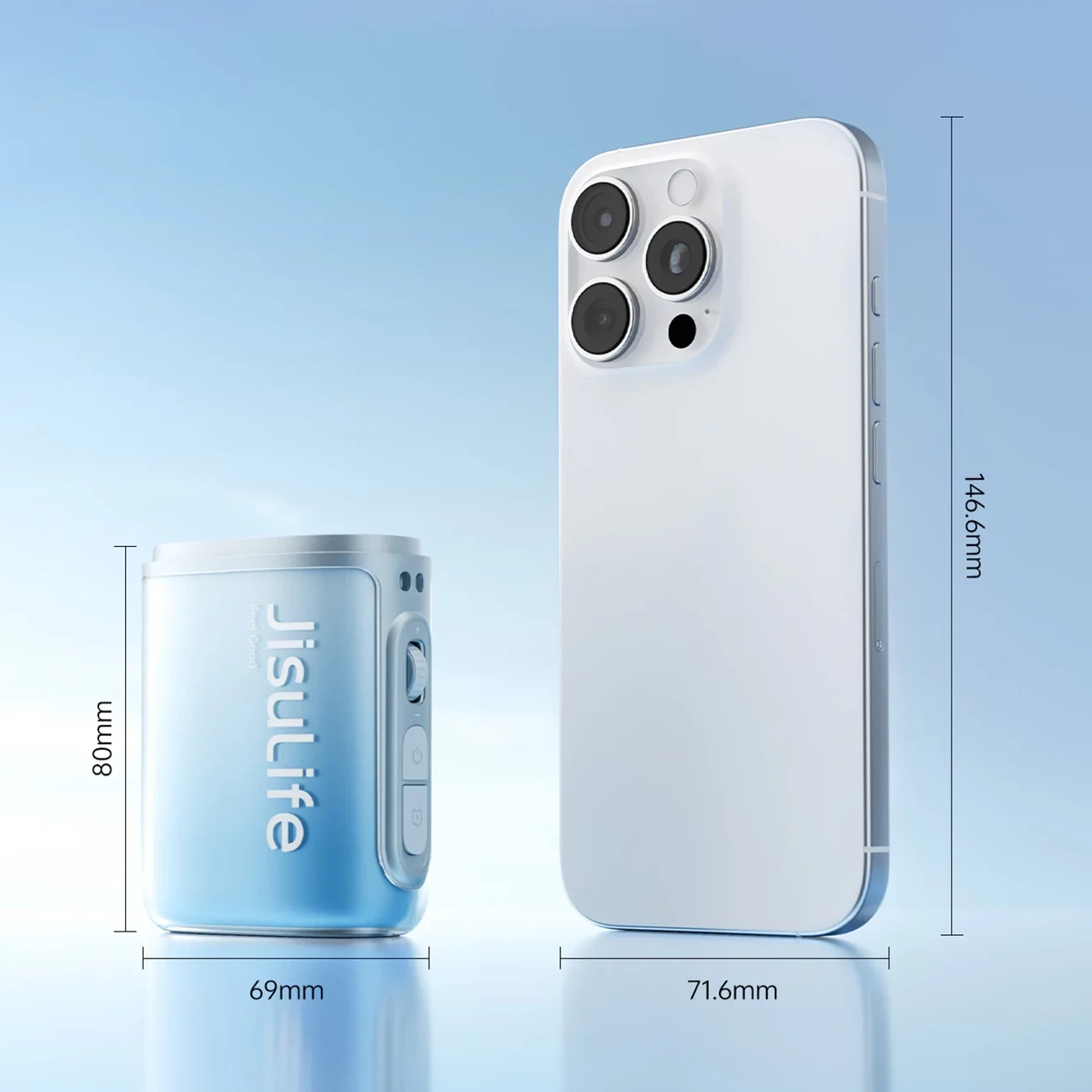 Ventilator mini për qafë Jisulife Neck Fan 5, 4500mAh, 3-në-1, USB-C, me litar, blu