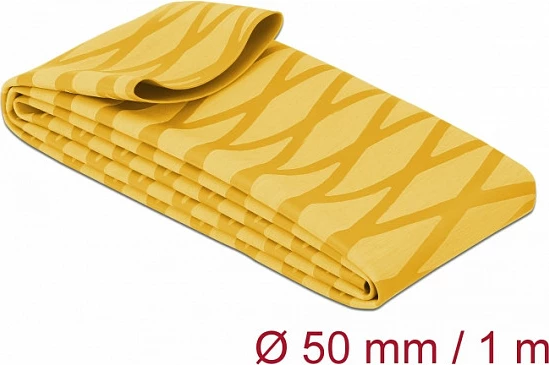 Tub termo-tkurres DeLOCK X-pattern antirrëshqitës 1 m, Ø50 mm, 2:1, i verdhë