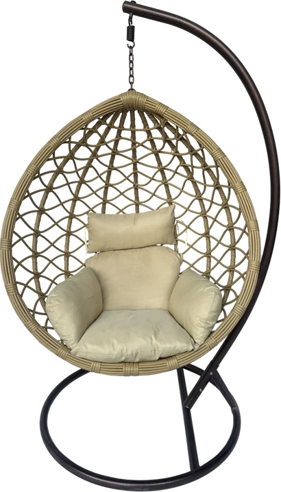 Karrige varëse Lyere me bazë metali ngjyrë kafe me rattan PE bezhë 120x108x195cm