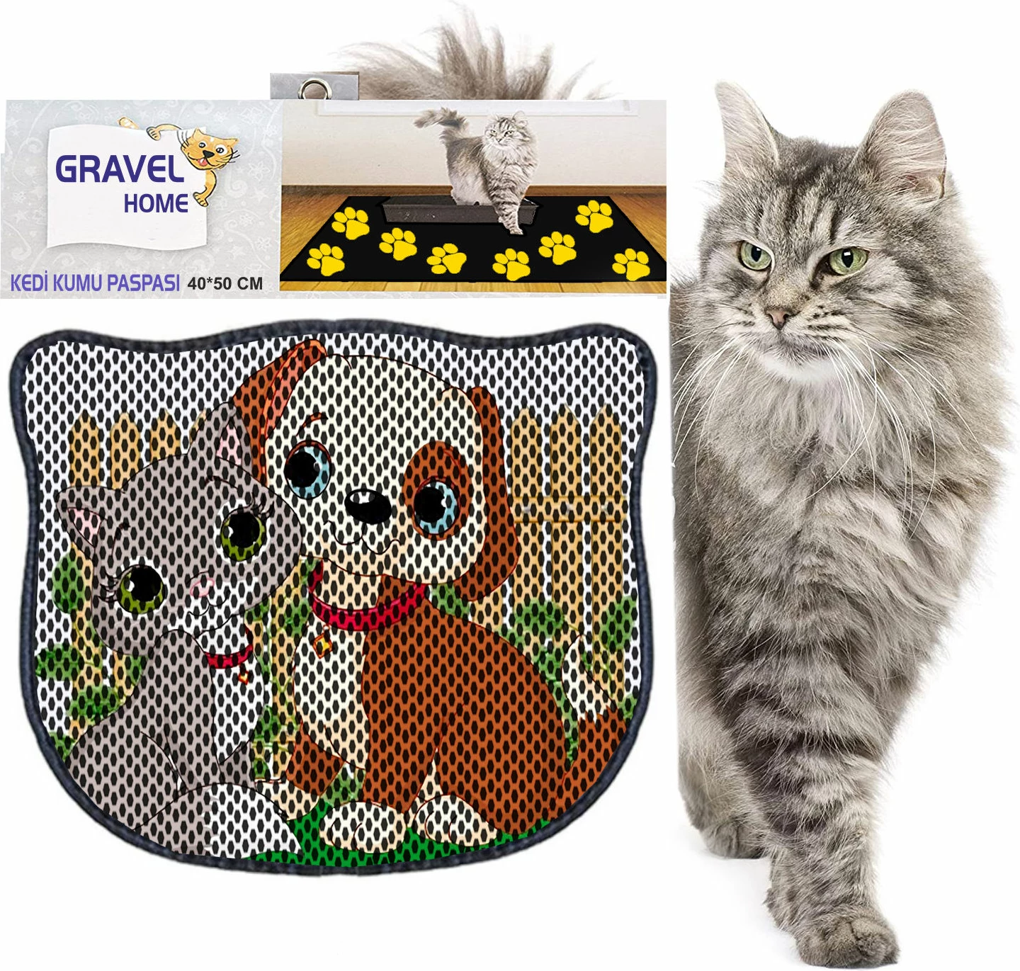 Tapet për rërë maceje, shumëngjyrësh, Paws & Whiskers, Kdkafa0157, 40x50cm