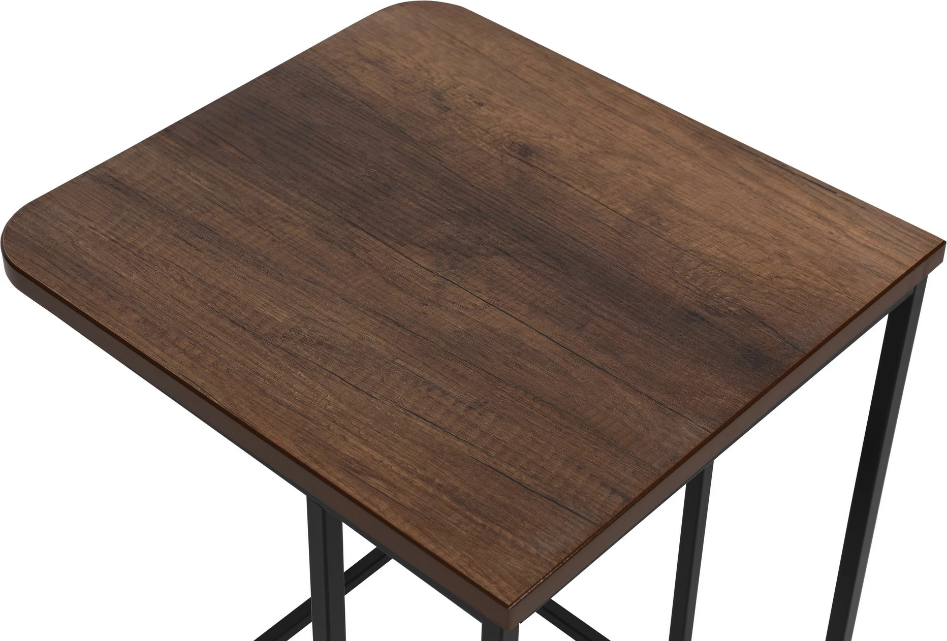 Set tavolinash ndihmëse (3 copë), Hanah Home, metal, ngjyrë arre e zezë, 9401