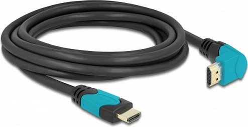 Kabllo HDMI DeLOCK High Speed, 3 m, 8K 60Hz, 48 Gbps, kënd 90°, zi/blu