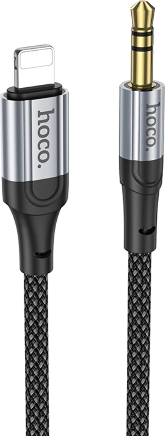 Kabllo AUX HOCO UPA26 Lightning në 3.5mm, 1m, me DAC, najlon e thurur, e zezë