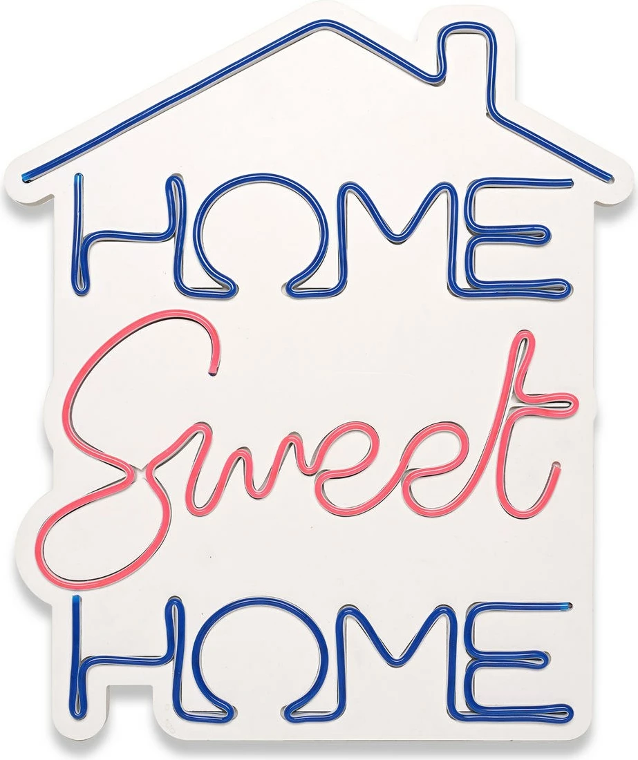 Dritë dekorative plastike LED, Home Sweet Home, blu dhe rozë