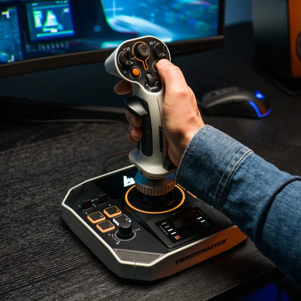 Joystick fluturimi Thrustmaster SOL-R 1 për PC, 44 funksione, H.E.A.R.T. 16-bit, RGB, bardhë/zi