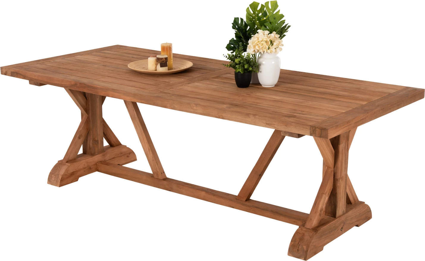Tavolinë ngrënieje KRONOS, dru TEAK i ricikluar, ngjyrë natyrale, 200x90x75 cm
