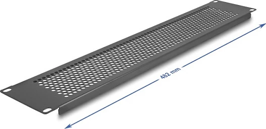 Panel i verbër DeLOCK 19" 2U me vrima të rrumbullakëta, i zi