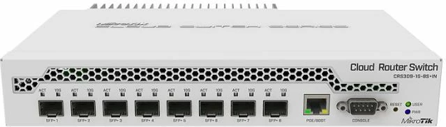 Switch Mikrotik CRS309-1G-8S+IN 8x SFP+ 10Gb + 1x Gigabit, PoE-in, e bardhë
