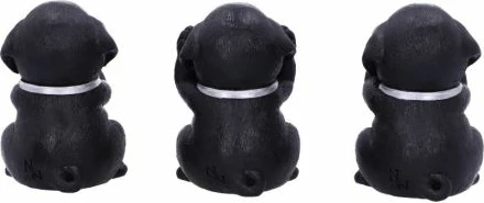 Figurinë dekorative NEMESIS NOW Three Wise Labradors 8.5 cm, resin, e pikturuar me dorë, set 3 copë, e zezë