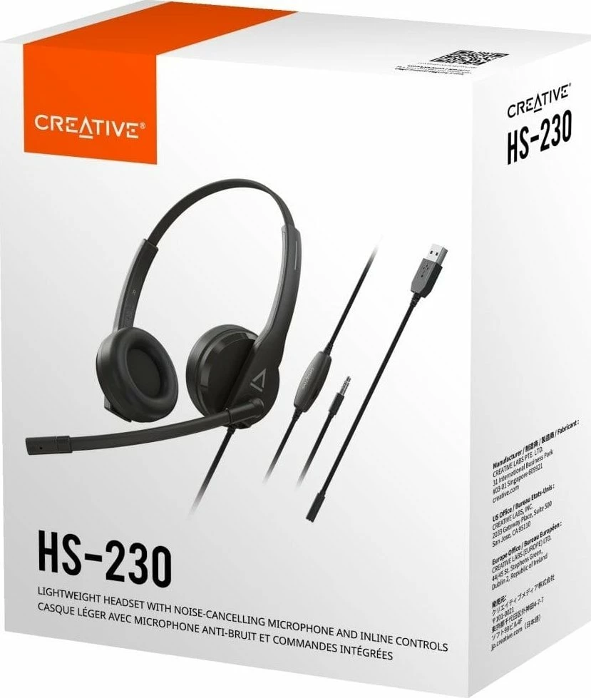 Kufje me mikrofon Creative HS-230 51EF1110AA000, USB, kabllo 2.4 m, të zeza