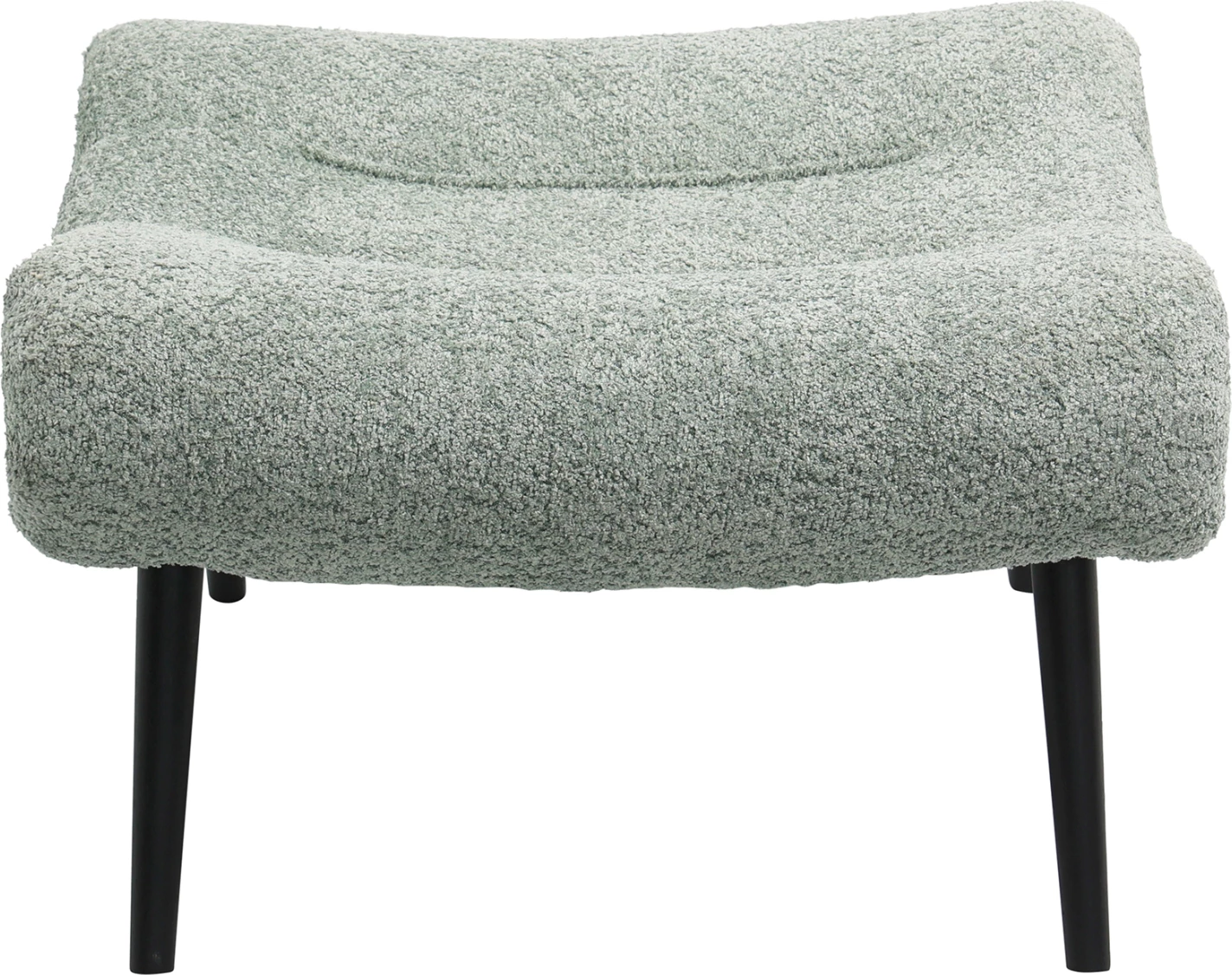 Karrige për këmbë KEMBA, pëlhurë boucle jeshile pishtako, këmbë druri të zeza, 68x58x40H cm