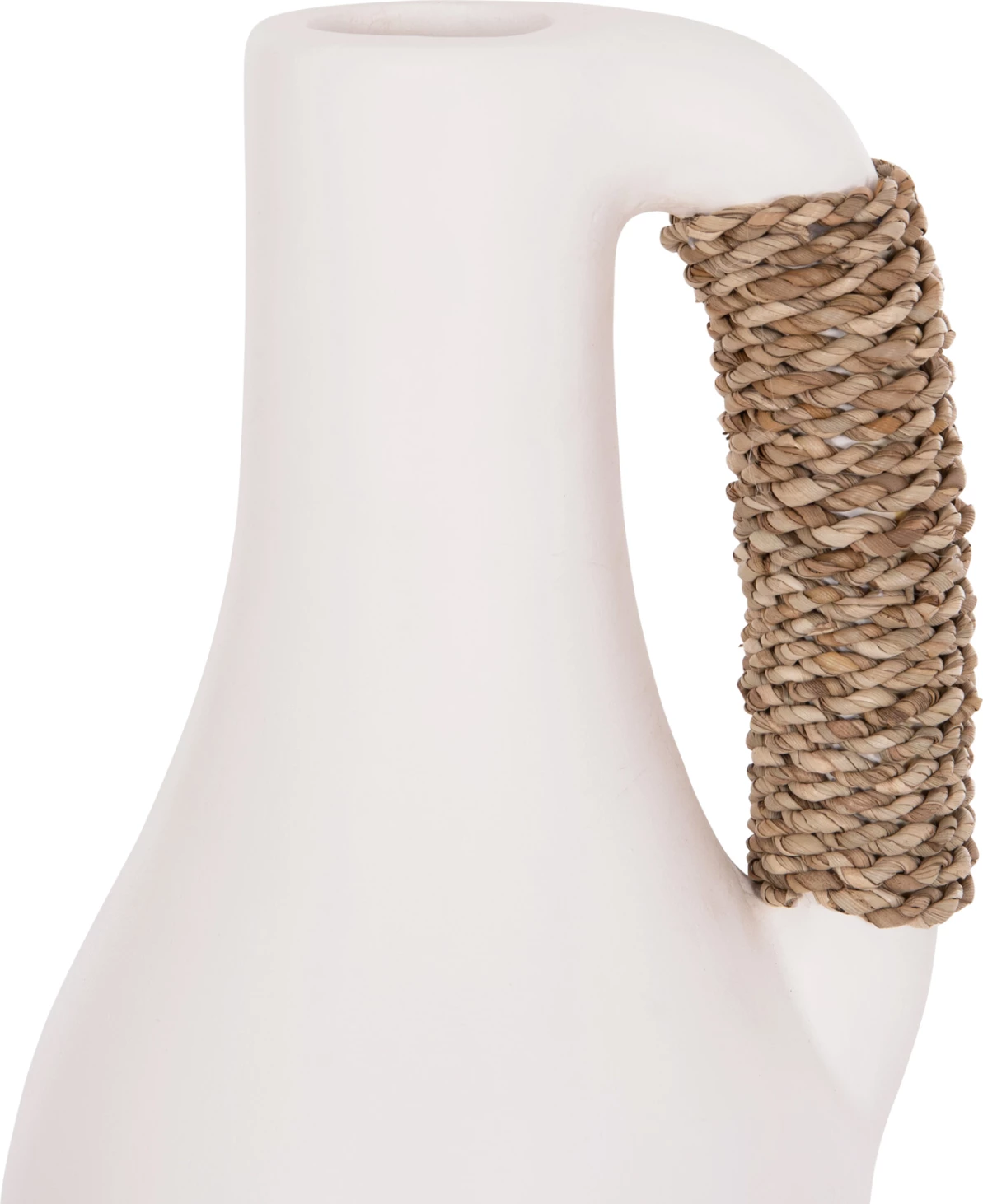 Vazo dekorative tavoline CAMMER, terrakotë e bardhë, dorezë me ratan, FH4687.02L, 18x39cm