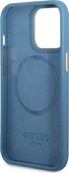 Mbështjellës Guess GUHMP14LU4GPRB për iPhone 14 Pro 6.1", MagSafe, kaltër