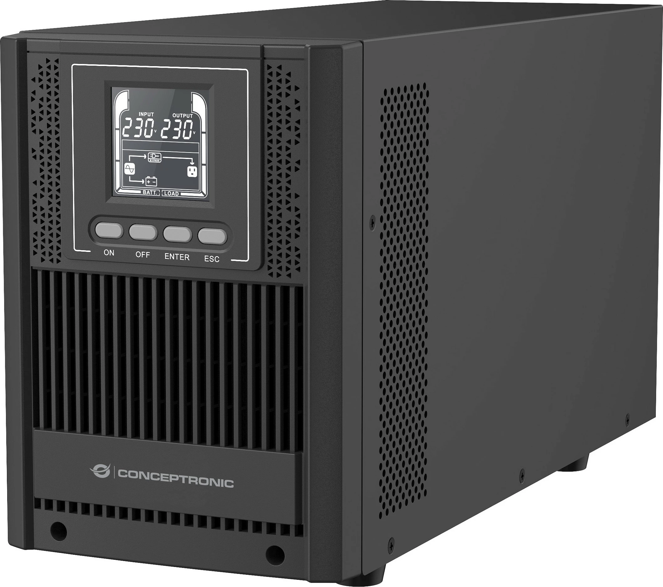 UPS Conceptronic ZEUS52ES2K, 2000VA 1800W, Online Double-Conversion, 4x Schuko, e zezë