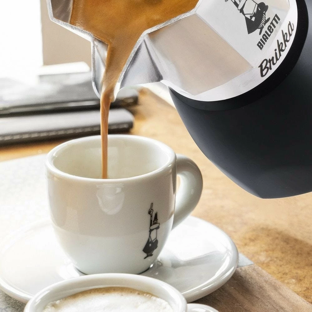 Brikë kafeje Bialetti New Brikka 2023, 2 filxhanë, alumini, e zezë/inox