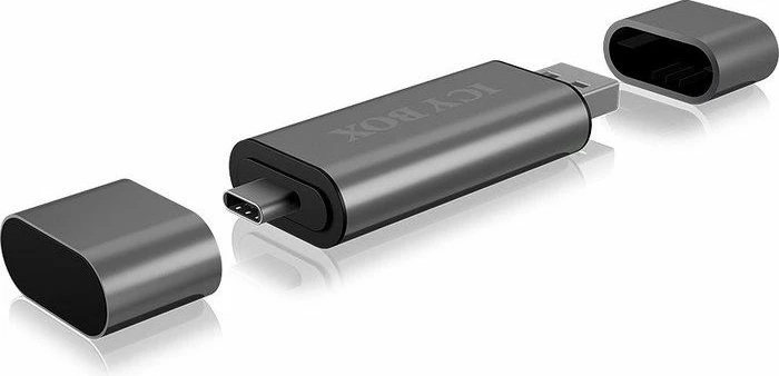 Lexues kartelash ICYBOX IB-CR200-C USB-C/USB-A/micro-B për SD/microSD deri 128GB USB 2.0 UHS-I, zi antracit