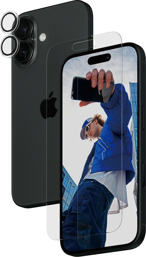 Mbrojtës ekrani PanzerGlass për iPhone 16, transparent, set 2-në-1