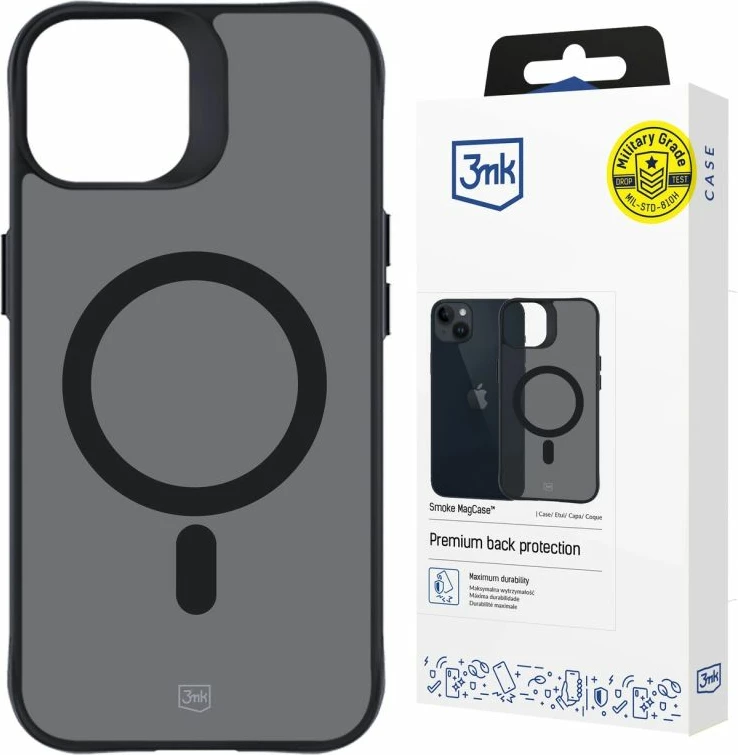 Kapak telefoni 3mk Smoke MagCase me MagSafe për iPhone 14 Plus, gjysmë-transparent
