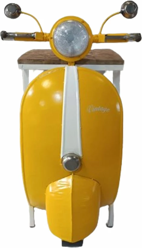 Tavolinë anësore Mini Vespa me rafte, e verdhë, e bardhë, natyrale, 61x45x88