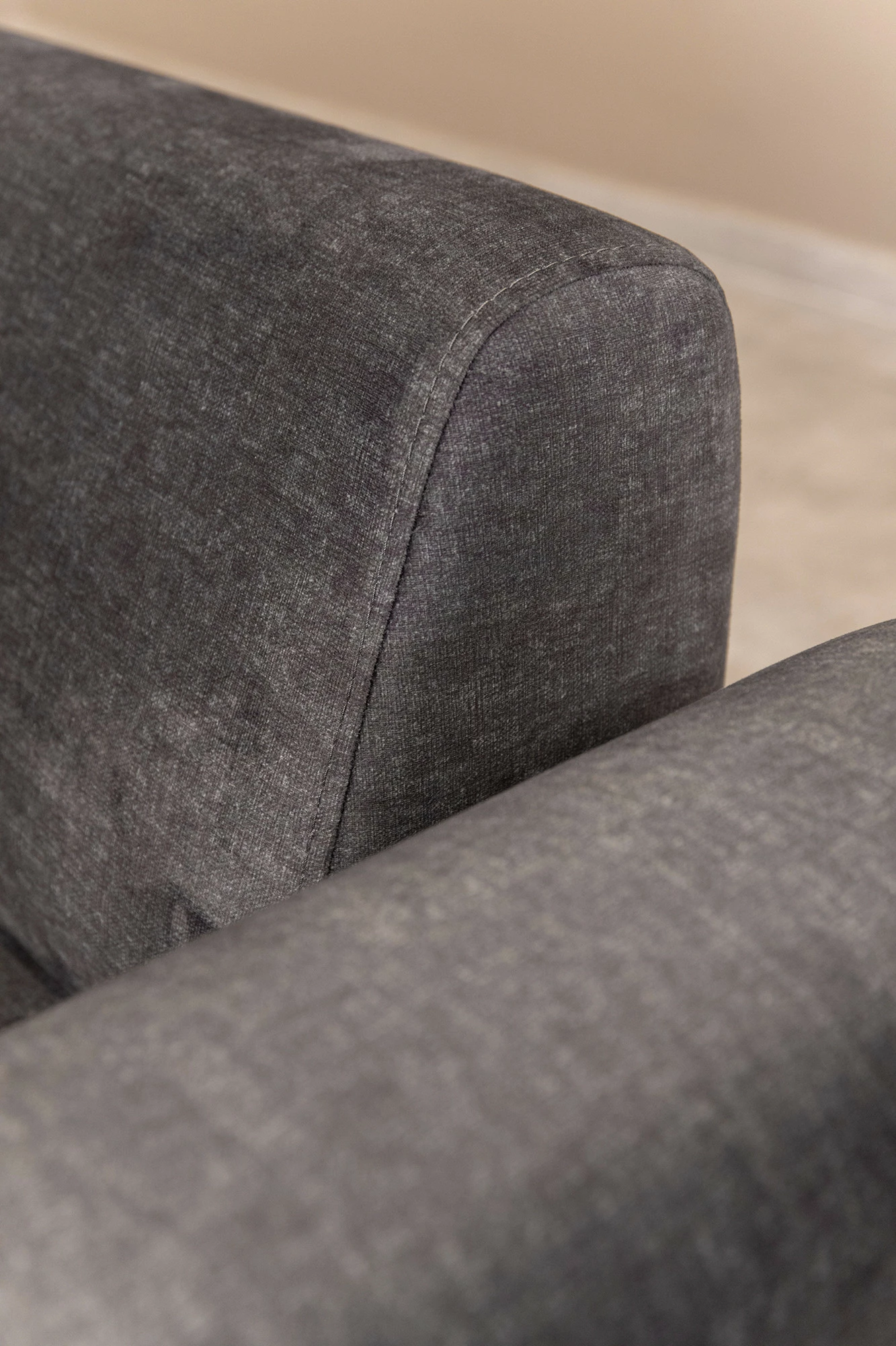 Divan-krevat treshe Infinity me tavolinë anësore, ngjyrë antracit