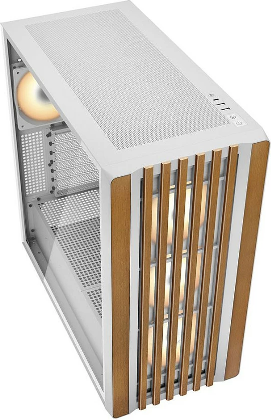 Kasë SHARKOON Rebel C70G RGB, Full Tower ATX, xham i temperuar, 3x120mm fan, White/Wood