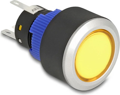 Switch me buton DeLOCK 22050, 22 mm, 230 V 3 A, IP60, zi/blu/argjend/verdhe