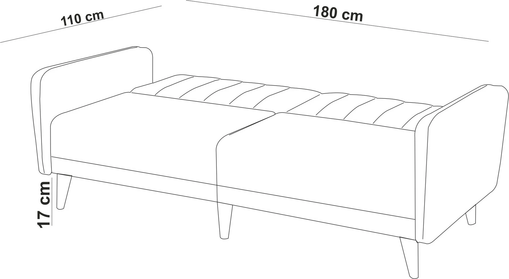 Set divan-krevat me karrige krahu, ngjyrë gri, Atelier del Sofa, Aqua-TKM03-1008
