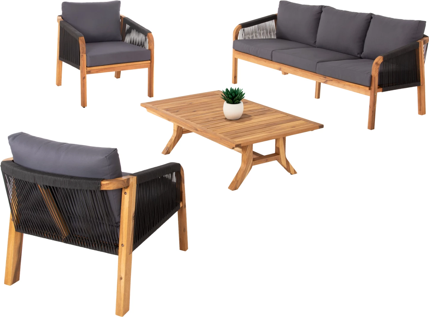 Set ulëse për kopsht ROSSWELL FH6084.01, 4 pjesë, dru akacie/antracit