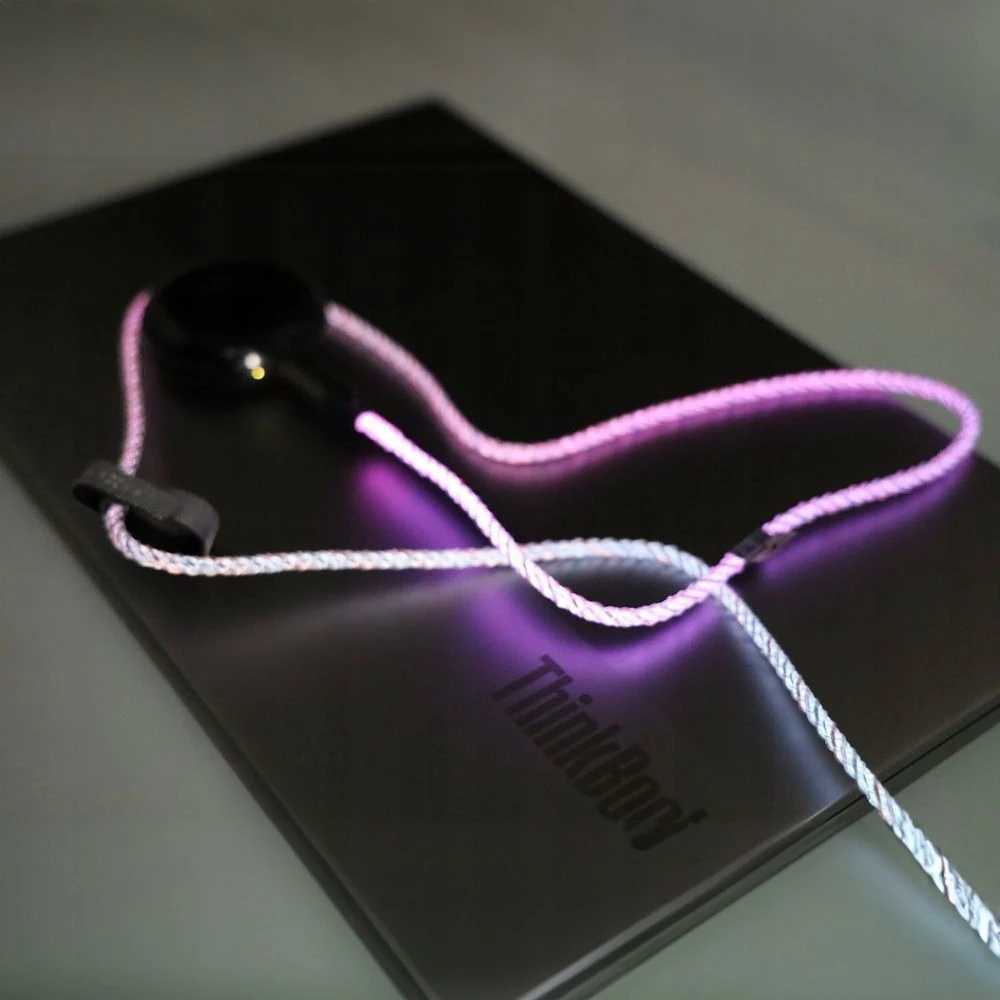 Kabllo USB-C në USB-C Fixed FIXDLED-CC-RA 1.2 m 60W PD me RGB, Multicolor, me shirit velcro + organizues vetëngjitës
