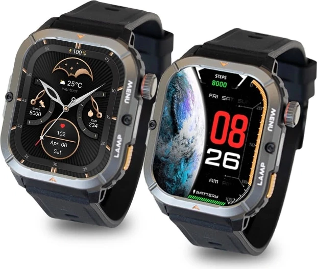 Smartwatch AGM Legion 3, 1.95" AMOLED, GPS, 500 mAh, 5ATM/IP68, MIL-STD-810H, Bluetooth thirrje, e zezë
