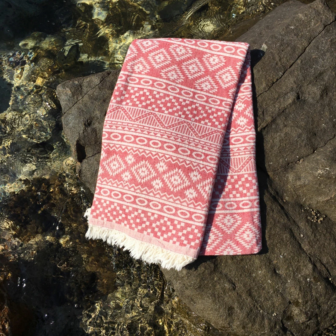 Peshqir plazhi Fouta, model qilimi, ngjyrë e kuqe, Mijolnir, 90x170cm